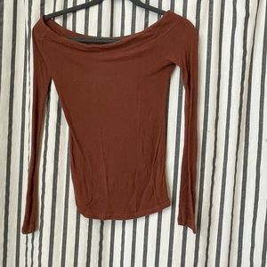 Off the shoulder burnt orange top
